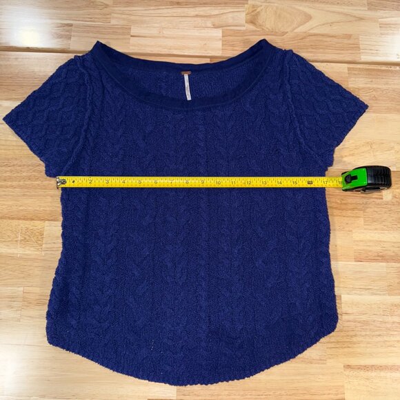 Free People Baby Cable Tee Women's XL Blue - Picture 4 of 8
